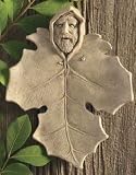 Hand Cast Stone 7.5 GREEN MAN FOREST SPIRIT Plaque Concrete Sculpture BY GEORGE Carruth Studio