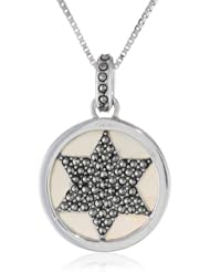 Judith Jack "Mini Clouds" Sterling Silver Marcasite Mother-Of-Pearl Reversible Star Pendant Necklace, 18"