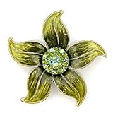 Antique Copper White Metal with Multi-Color Swarovski Crystal Brooch, Weight: 22.60gm - Flower