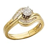 14K Yellow Gold Classy Diamond Wedding Ring Set (Center stone is not included)