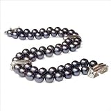 5.5x6mm Black Japanese Akoya Double Strand Cultured Pearl Bracelet - 8 inches/ 14K White Gold Clasp