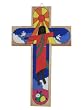 Hand Painted Wood Cross- New Rising Christ- 9.8 inch. / 25 cm.