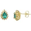 14K Yellow Gold Emerald and Diamond Earrings