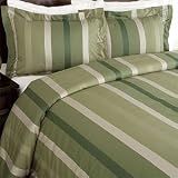 Wynona Striped Yarn Dye 310TC Single Ply Duvet Set, Full/Queen, Forest Green