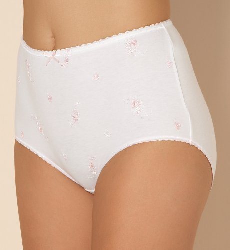 Cotton Rich Embroidered Rose Full Briefs