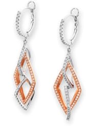 (X1000Diamond) 18K/750 Rose & White Gold Triple Kate Diamond Dangling Earring (0.67 cttw, G-H Color, VS2-SI1 Clarity)