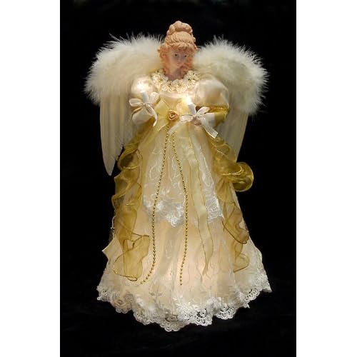 lighted gold-ivory angel christmas tree topper
