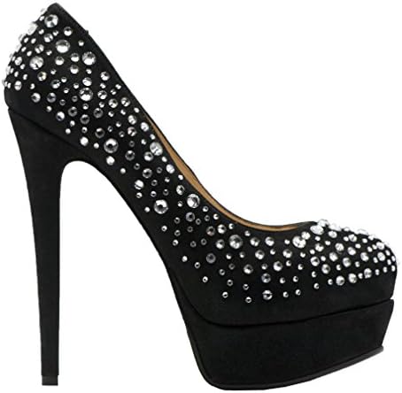 Nando Muzi Black Suede Platform Pump W/Crystals