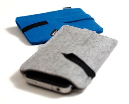 BABUSCHKA groß, Filz Handytasche Ipod, Iphone, 88x125mm, blau, dekoop