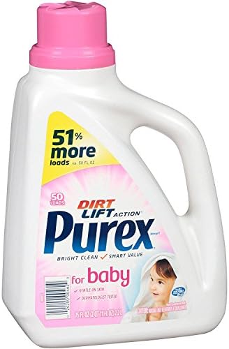 Purex Dirt Lift Action Baby HE Natural Hypoallergenic Classic Washing Liquid Laundry Detergent for Baby Original Purex 50 loads 75 fl oz