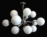 Sputnik Chrome 15-bulb Chandelier Atom Multi Light Fixture Pendant Art Deco Cool Mid-century Retro-modern Lighting Stylish Contemporary Atomic Style Unique Trendy Beautiful Glamorous Standard Base Lightbulb Euro-design European Frosted Glass 35