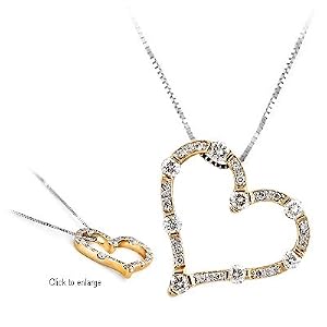Click here to buy 0.42 CT TW ROUND DIAMOND HEART SHAPED STYLE PENDANT MADE IN 14K YELLOW and WHITE GOLD w 16 white....