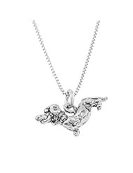 Sterling Silver Three Dimensional Dachshund Weenie Dog Necklace