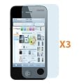 Fosmon Transparent Clear Screen Protector for iPhone 4 4G HD with Lint Cleaning Cloth - 3 Pack