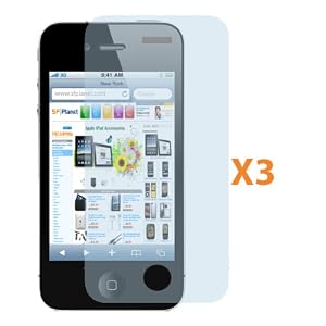 Fosmon Transparent Clear Screen Protector for iPhone 4 4G HD with Lint Cleaning Cloth - 3 Pack