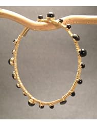Black Spinel Bangle Bracelet, Choice of 14k Gold or Sterling Silver