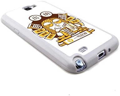 ecenter - Cartoon Employee and Chinese Characters Design Cashier White Bumper Plastic+TPU Case Cover for Samsung Galaxy Note 2 II N7100