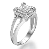1.86 Carat G-H / VS2 Princess Cut Diamond Solitaire Platinum Engagement Ring