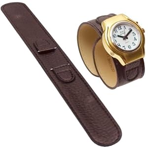 Reizen Black Leather Wrap Around Watch Band Mens