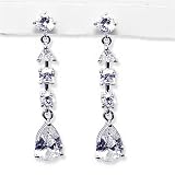 Cubic-zirconia Rhodium Finish Sterling Silver Earrings