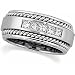 Jewelry : 14K White Gold Diamond Handwoven Wedding Band Duo - Gent's Ring