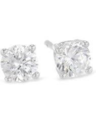 Platinum Plated Sterling Silver Round Cubic Zirconia Studs