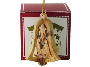 #!Cheap Olive Wood Bell Nativity Ornament with Gift Box