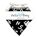 Baby Bandana Drool Bibs Use For Drooling, Teething, & Feeding - Soft Absorbent Cotton, 2 Adjustable Snaps - 4 Cute White, Cream, Gray, & Black Unisex Bandana Bibs for Girls & Boys - By Hello Baby Care