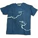 Batik Dragon T-Shirt made in Thailand. Each is a handmade unique work of art. Candle wax is applied to a white shirt to create the dragon design. Natural dyes are used to achieve an earthy brown, an indigo blue and an indigo black. Image