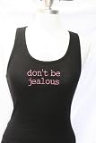Black Embroidered Beater Style Tank Top Don't Be Jealous