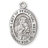 Sterling Silver Our Lady of Perpetual Help Medal and 18-inch Chain
