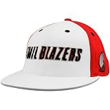 NBA adidas Portland Trail Blazers White-Red Chenille 210 Fitted Hat (Large/X-Large)