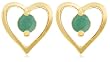 Yellow Gold Overlay Sterling Silver Emerald Heart Earrings