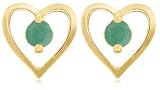 Yellow Gold Overlay Sterling Silver Emerald Heart Earrings