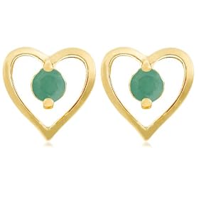 Buy Yellow Gold Overlay Sterling Silver Emerald Heart Earrings by Amazon.com Collection