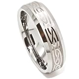 Blue Chip Unlimited - Unisex 8mm Silver Tungsten Band with Laser Etched Celtic Design Wedding Ring Engagement Band Fashion Jewelry Size 4