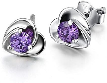 Tyzon Solid 925 Sterling Silver Luxury Heart Shape with Cubic Zirconia Women Stud Earrings