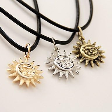 JEW JEWLY European Simple Sun Moon Combined Shape Alloy Pendant Necklace(Random Color And Pattern) (1 Pc)