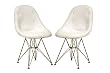 Set of 2 Leather Accent Side Dining Chairs - White Finish