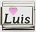 Luis Pink Heart Laser Name Italian Charm Link title=