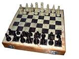 Folding Chess Board with Hand Carved Marble Chess Pieces