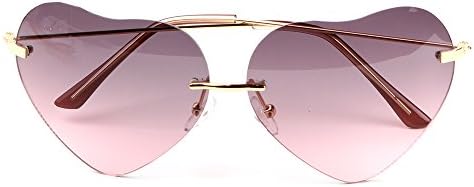 Li-start Womens Heart Shaped Metal Frame Gradient Ramp Sunglasses with Case