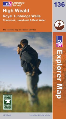 Ordnance Survey Explorer Map 136 High Weald, Royal Tunbridge Wells