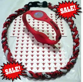 Chicago Bulls Slam Dunk Savings! Bulls Power Balance Band **Size Medium** and Titanium 3 Rope Necklace size 20 inches