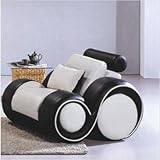 IMAGE OF Hematite Leather Chair in White / Black