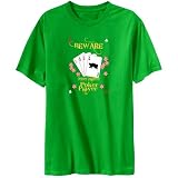 Beware Jersey Islander Poker Player Countries Mens T-Shirt (Green, Size Large)