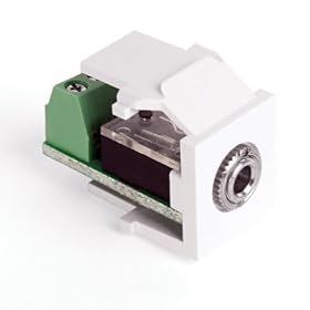 Leviton QuickPort Snap-In - Modular insert - mini-phone stereo 3.5 mm - white - 1 port