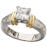 14K Two Tone Diamond Engagement Ring (Center stone is not included)