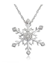 Diamond Snowflake Pendant-Necklace in Sterling Silver (18 inch Chain)