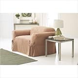 IMAGE OF Soft Suede Chair Slipcover - Chocolate Brown